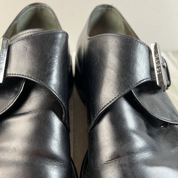 Bruno Magli Mens Sz 9 Black monk strap leather dress shoes Buckle Made In Italy main image 10